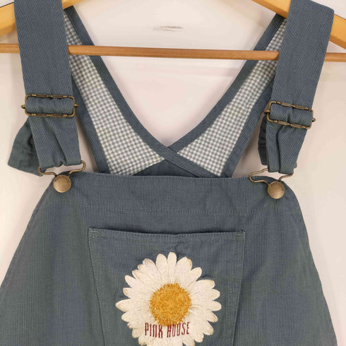 ピンクハウス PINK HOUSE 花刺繍 ロゴ パッチワーク オーバーオール レディース